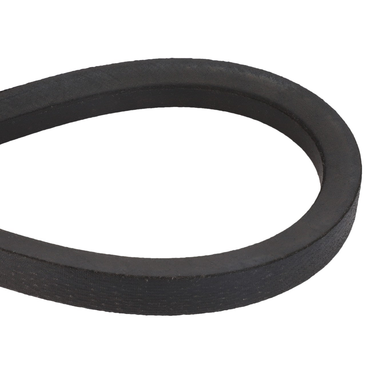 Close-up of the AGCO | BELT - D41989800, a black rubber belt in a looped position against a white background. No current product description information available.