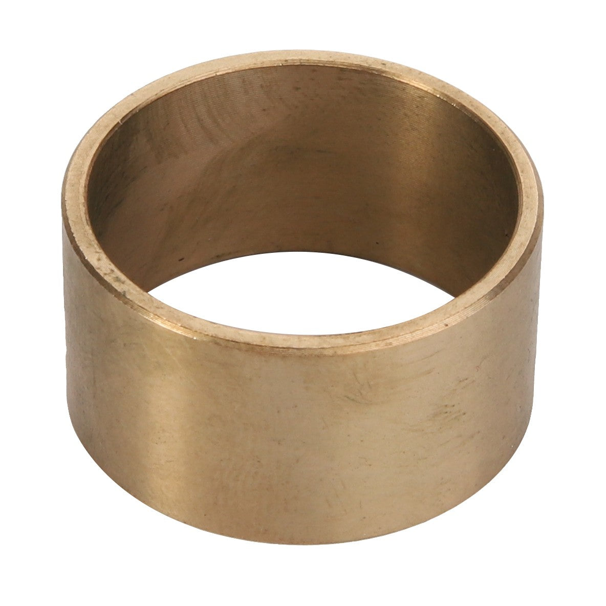 A cylindrical metal ring, identified as AGCO | BUSH - D43363900, is seen against a plain white background with a smooth, unadorned surface.