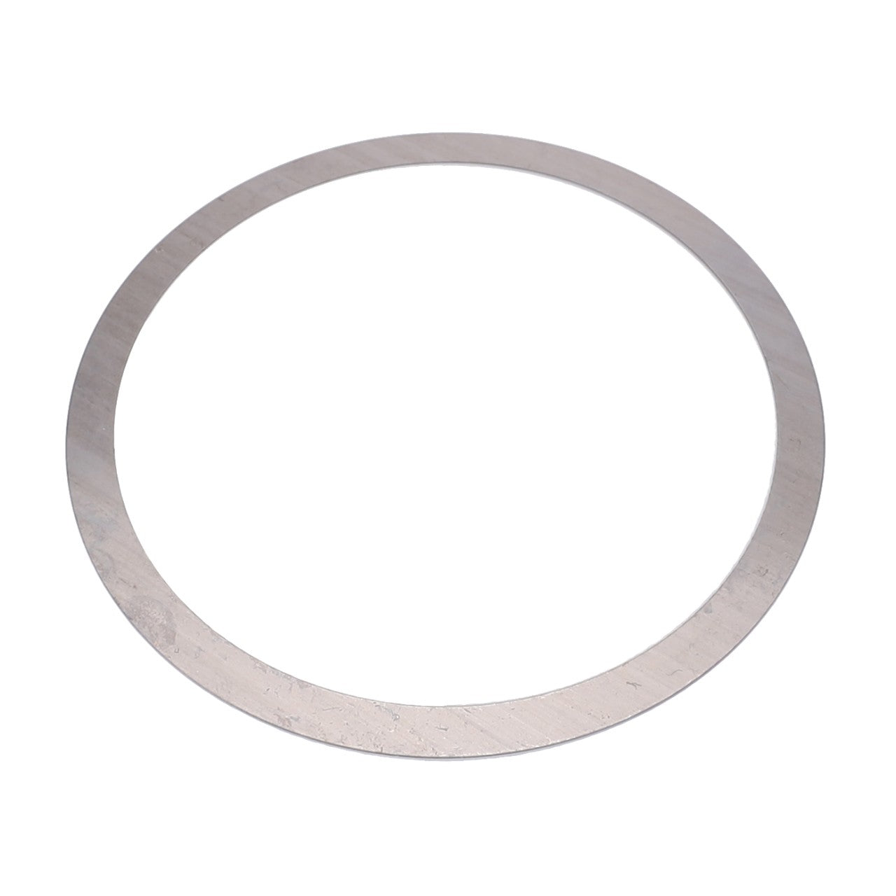 The AGCO Spacer Shim - 816300020210 is a thin, circular metal ring with a smooth, flat surface.