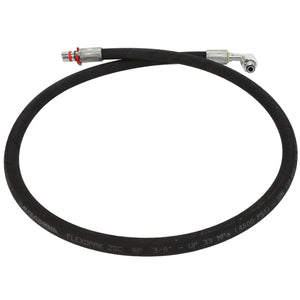 Introducing the AGCO HYDRAULIC HOSE - AL9032612: A black, flexible hydraulic hose measuring 1300 mm and labeled "FLEXOPAK 2SC 3/8", complete with fittings on both ends and a pressure rating of 33 MPa (4800 PSI).