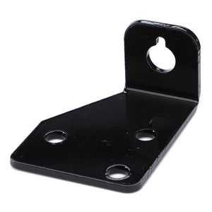 The AGCO Bracket - Acw020374A is a black metal bracket featuring three circular holes on the flat section and one on the raised section. No current product description available.