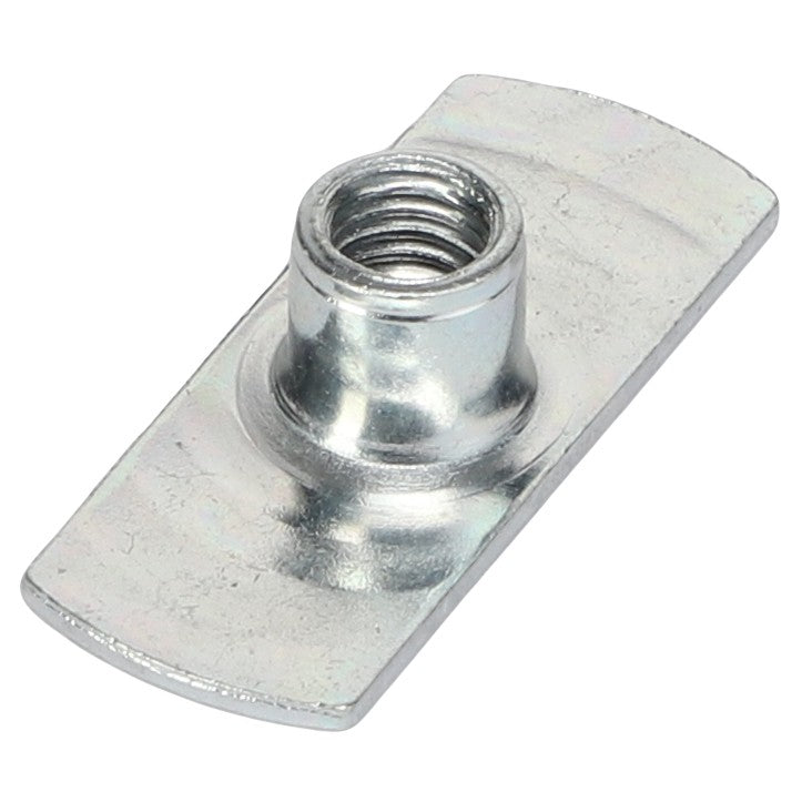 The AGCO | NUT - ACP0128820 is a metal T-nut with a rectangular base and a threaded hole in the center. For any questions regarding this product, please contact our support team.