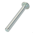 The AGCO | Pin - Acp0419210 is a metallic cylindrical rod with a flat head on one end and a rounded tip on the other, commonly utilized for mechanical or industrial applications. No current product description is available.