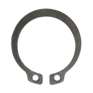 The AGCO Clip - Acp0410470 is a metal circlip featuring two holes at the ends, designed to securely fasten components onto a shaft or within a housing. No current product description available for alternate sizes.