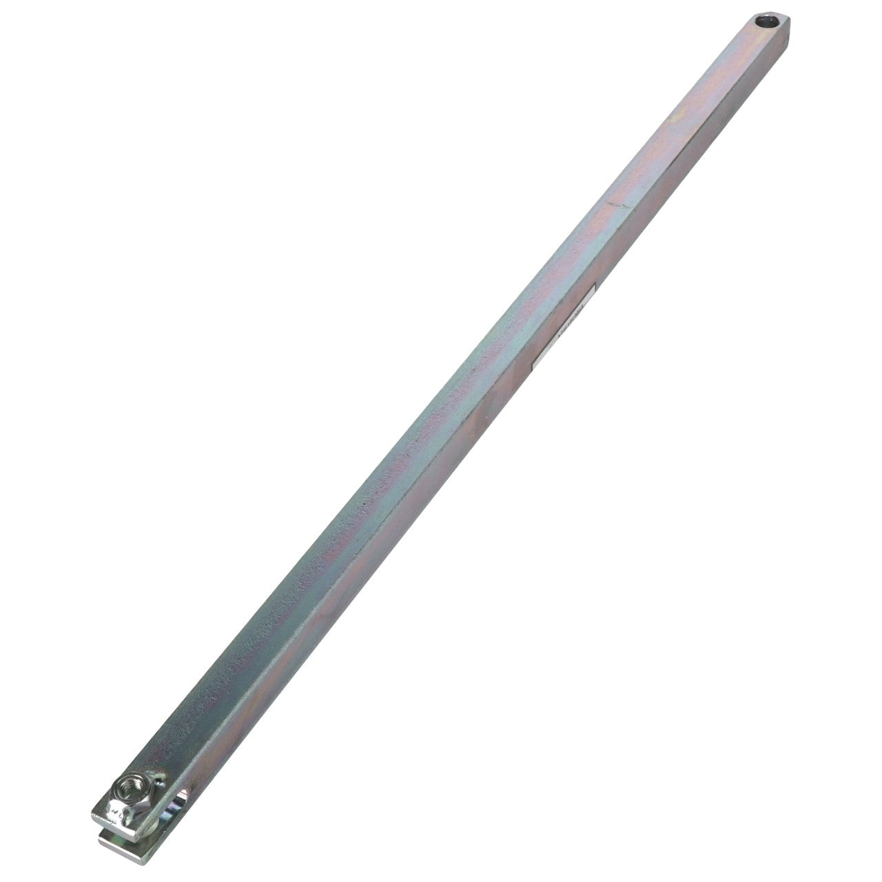 AGCO | Locking Rod - Acw1869050: A long metallic bar featuring a small attachment and a hole at each end, likely used in mechanical or structural applications. No current product description information is available.