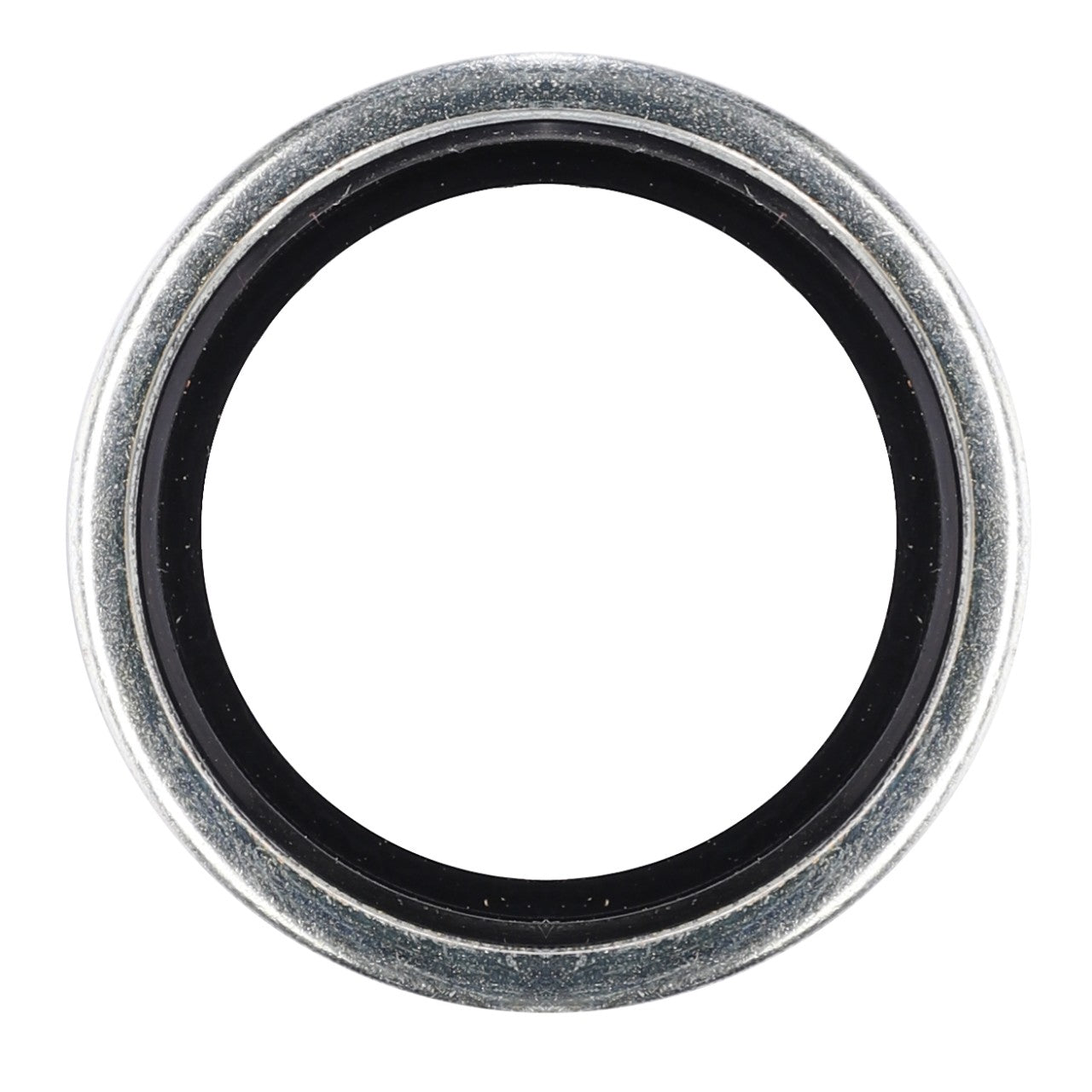 The AGCO Oil Seal - 3011178X1, featuring a black rubber ring inside a metal washer, is compatible with Massey Ferguson Models.