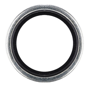 The AGCO Oil Seal - 3011178X1, featuring a black rubber ring inside a metal washer, is compatible with Massey Ferguson Models.