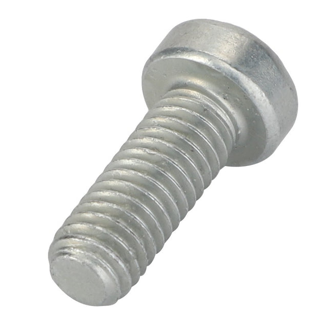 A close-up image of the AGCO Lock Screw - F716201710040, showcasing its hexagonal head and threaded body against a white background. This high-quality fastener is crafted by AGCO, a trusted brand in the industry.