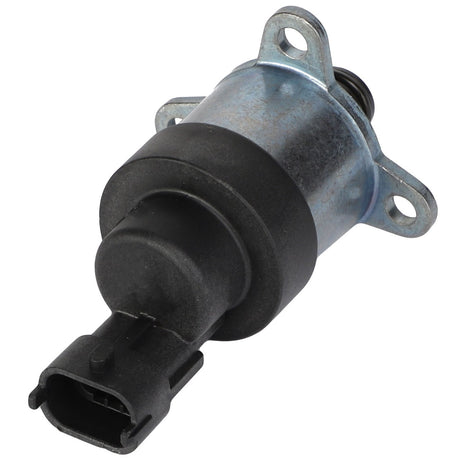 The AGCO Metering Unit - F530200710400 is a metal and plastic automotive part featuring a three-hole mounting flange and an electrical connector port. No additional product description is available at this time.