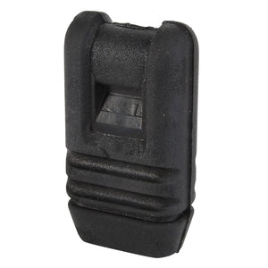 Introducing the AGCO | KNOB - 0.008.8388.0: a black, rectangular rubber end cap featuring a textured grip and an opening on one end. For more details or to ensure it's the right fit, please consult our product description or contact our support team before ordering.