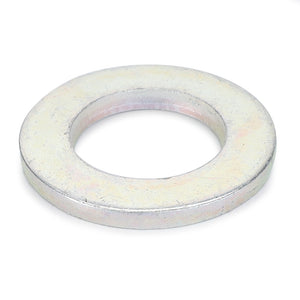 The AGCO | FLAT WASHER - D20400459 is a flat, metallic washer with a central hole, typically used in conjunction with a screw or bolt to distribute the load of the fastener.