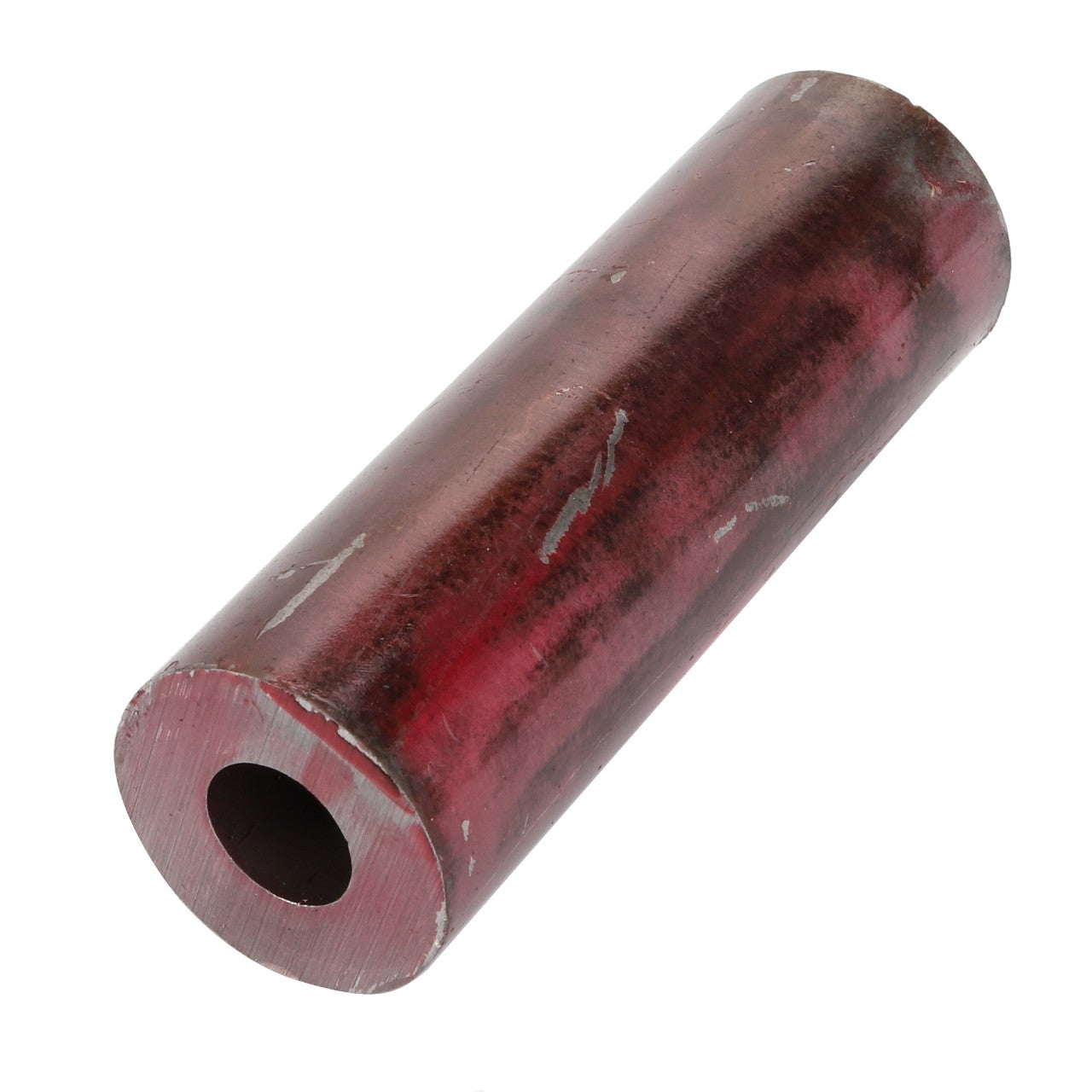 AGCO's Bush - Acp0017190 is a cylindrical metal pipe featuring a hollow center and a worn, reddish-brown surface.