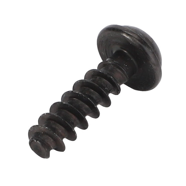 Close-up of a single black AGCO | Self Taping Screw - Acw9215480 with a round head and coarse-threaded shaft. No current product description information is available.