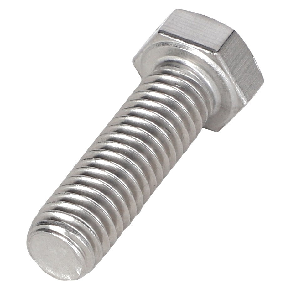 Close-up image of the AGCO | HEXAGONAL HEAD BOLT - AG604167, featuring a hexagonal head and threaded shaft, designed for fastening materials together.