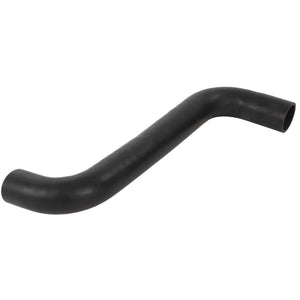 A black, smoothly curved AGCO Radiator Hose - Acw1942110 with a sleek rubber surface and elegantly tapered ends.