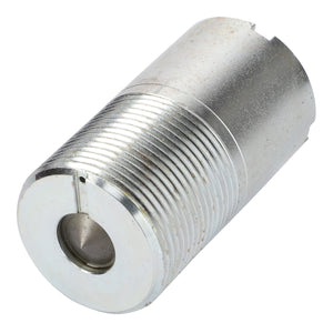 This AGCO | Non Return Valve - 4304294M92, engineered for Fendt Models, is a metallic cylindrical component with threading along part of its length and a hollow center. It features a shiny, reflective surface.