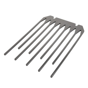 The AGCO Tine - Acw1932830 by AGCO is a metal hair pick featuring a rectangular handle and eight long, evenly spaced prongs.