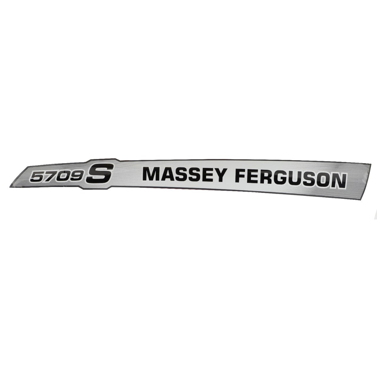 A silver badge displaying "5709S MASSEY FERGUSON" in bold black letters. The product name is AGCO's Decal, model number Acw3587410. No current product description information is available.