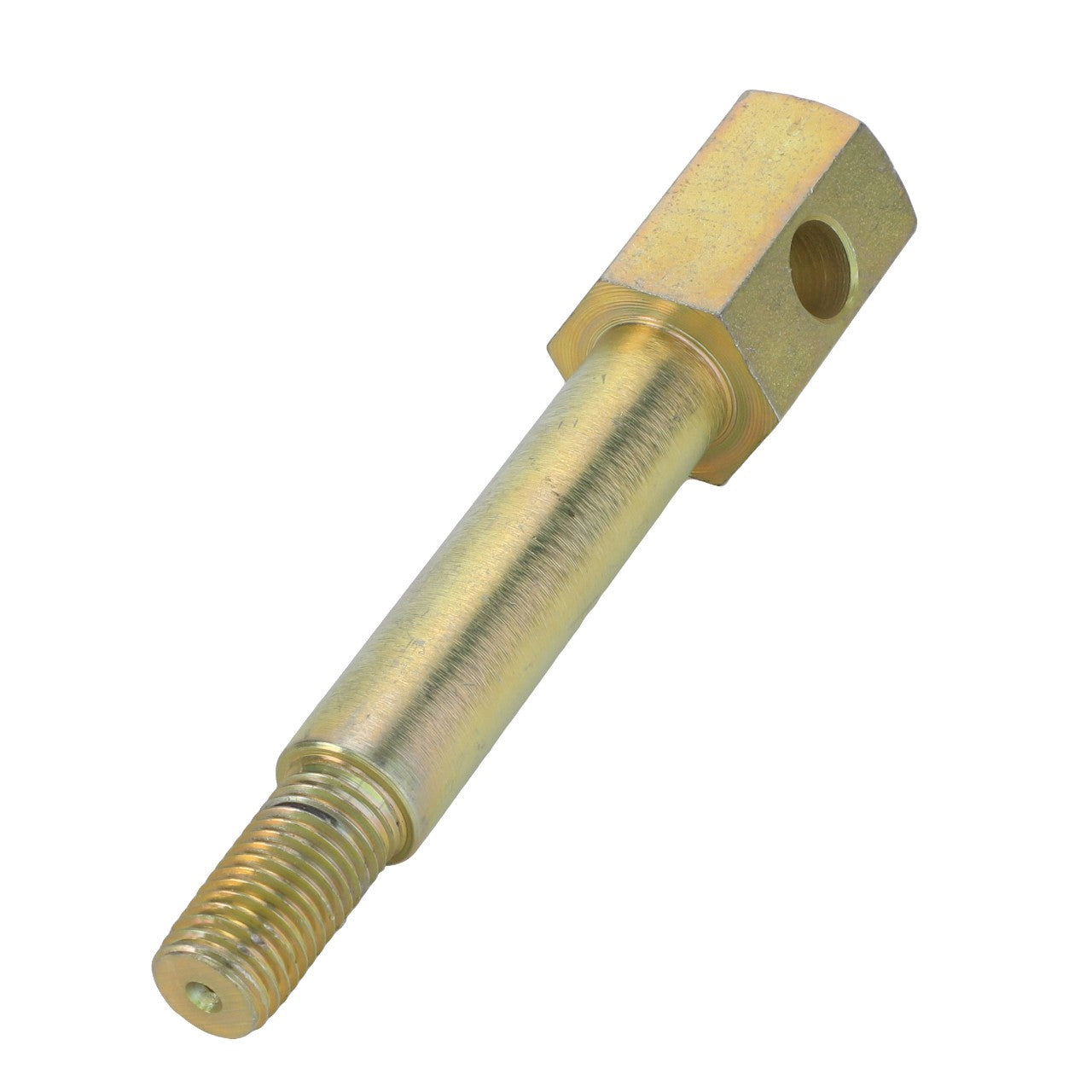 Product Description:
The AGCO BOLT - D28284972 is a metallic rod featuring threading on one end and a hexagonal head, which includes a hole through it for fastening purposes.