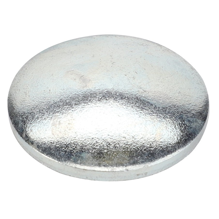 A shiny, smooth, silver-colored metal cap or disc with a slightly domed surface against a white background. This is the AGCO PLUG - LA10159001 by the brand AGCO. No current information available regarding its specifications.