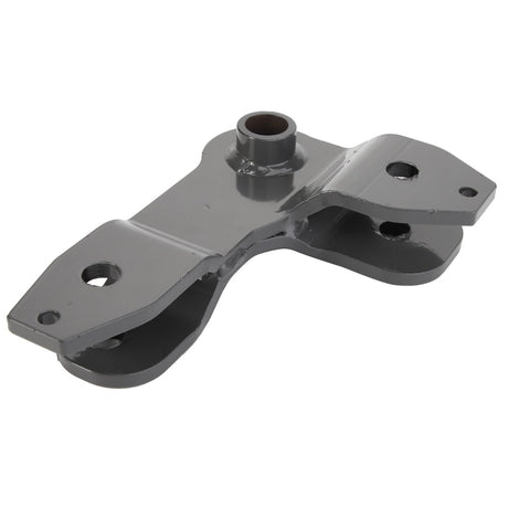 The AGCO Lever - ACW222806A is a metallic gray automotive bracket featuring a cylindrical attachment point and two holes for mounting on each side. No current product description information is available.