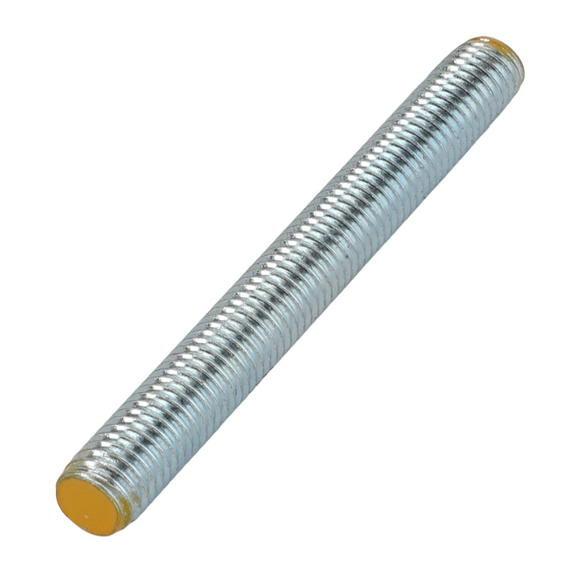 An AGCO Stud Bolt - Acp0670080, a cylindrical metal rod featuring evenly spaced threads and commonly employed in construction or machinery, displayed against a plain background.