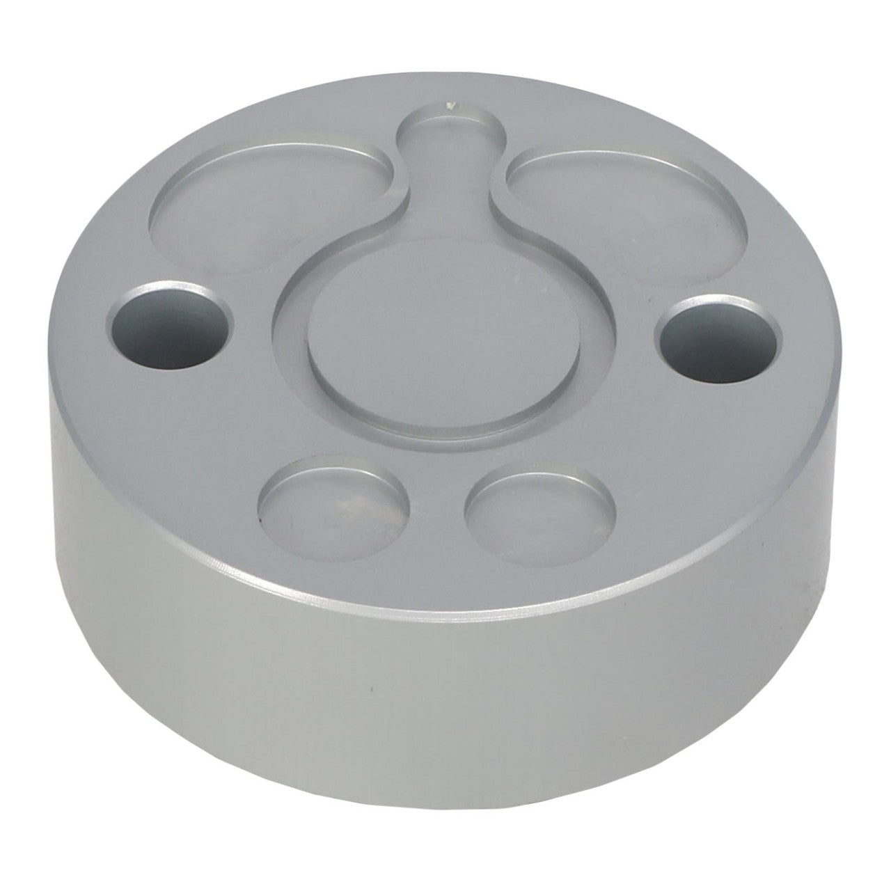 Product Description: The AGCO | LID - AL10550331, a cylindrical silver metal lid featuring multiple varying-sized circular indentations on its top surface. There is currently no additional product description information available for this item.