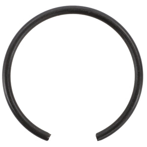 The AGCO Retaining Ring - 3006780X1 is a black, circular snap ring with a slight opening, commonly used in mechanical assemblies to hold components in place. While there is no current product description available, its reliability is well-known among professionals.