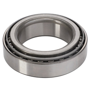 The AGCO Tapered Roller Bearing, Rear Axle - D41662700 is a precisely engineered cylindrical component featuring inner and outer rings designed to minimize friction in mechanical systems while effectively managing thrust loads.