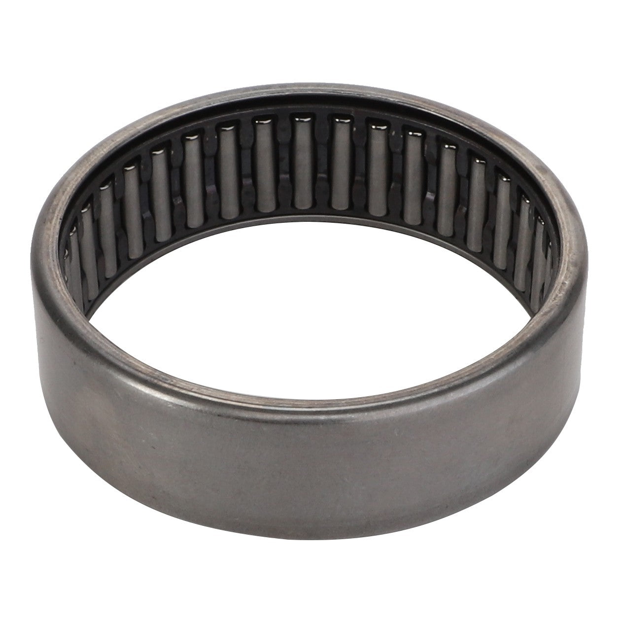 The AGCO | BEARING - AG061244 by AGCO is a cylindrical roller bearing featuring an outer metal ring and internal needle rollers arranged in a circular pattern, though no additional information is available beyond these details.