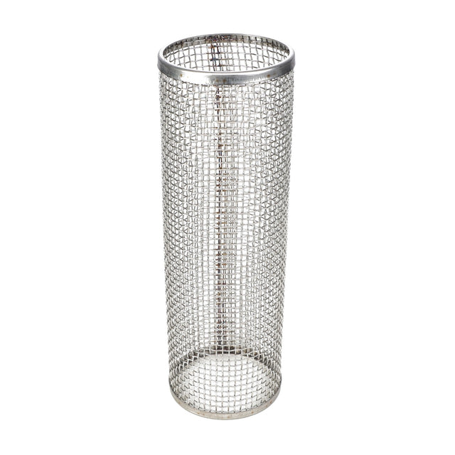 The AGCO | Mesh - Ag052355, an exceptionally crafted cylindrical metal mesh filter with open top and bottom, is ideal for straining or filtering in various industrial applications.