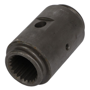 The AGCO Sleeve - Acw0533340 by AGCO is a cylindrical mechanical part with a spline interior, which features a hole and recessed groove on the outer surface. No current product description information is available.