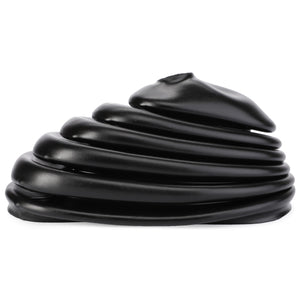 A sculptural black object with a smooth, fluid form consisting of several stacked, twisted layers, reminiscent of the AGCO Bellow, Shift Lever - 3781060M1 used in Massey Ferguson models.