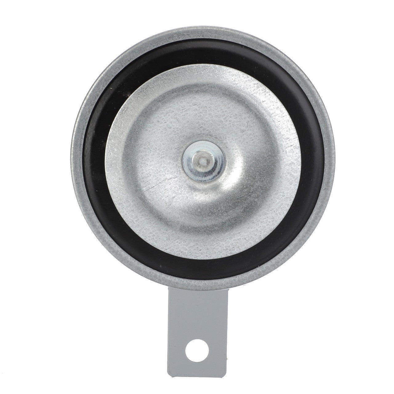 No current product description is available for the AGCO Horn - F238900020043, a circular, silver metal automotive horn with a small mounting bracket at the bottom.