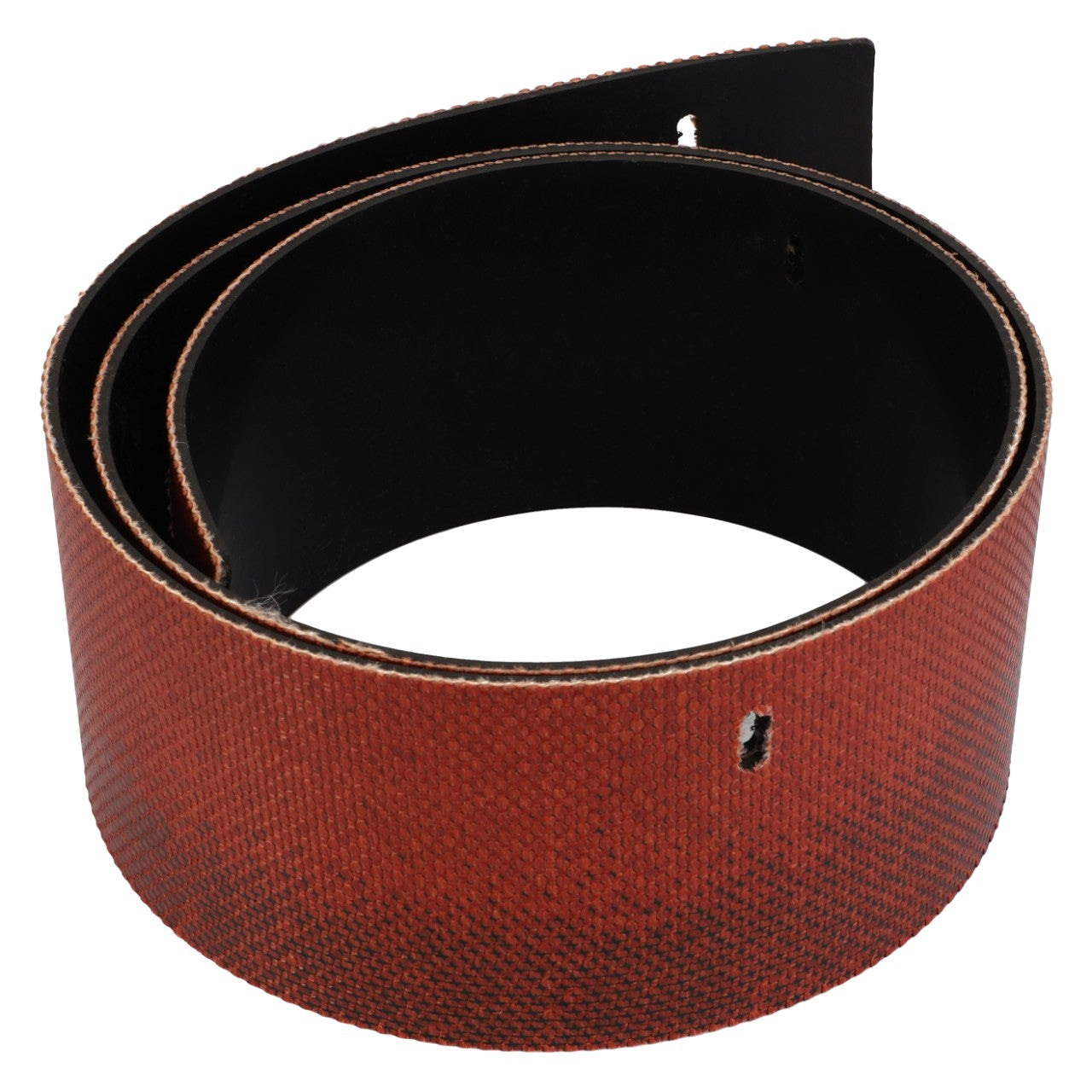 This durable, rolled-up AGCO | Cover Seal - Acw169829C in brown leather features a unique textured pattern and multiple belt holes.