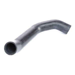 Image of a black, curved rubber hose with open ends made from reinforced EPDM rubber, designed for automotive or industrial purposes. The AGCO Genuine Cooling Hose, specifically the Upper Radiator Hose - 4271516M3, promises long-lasting service and reliability.