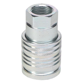 A close-up photo showcasing the AGCO Coupler - AL5044127, featuring a hexagonal top and ridged cylindrical body, essential for maintaining your front loader with genuine AGCO parts.