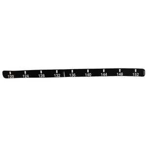 The AGCO | DECAL - AG309500 is a black measuring tape with white markings displaying measurements in centimeters, ranging from 120 to 152. No current product description information is available.