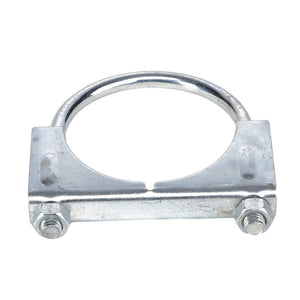 The AGCO | Exhaust Clamp - AG551635 by AGCO is a U-bolt with a rounded top and flat base, secured by two nuts, typically used for securing pipes or other cylindrical objects, providing reliable radial clamping force.