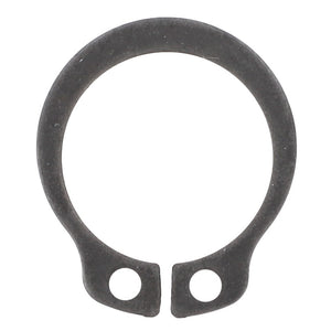 The AGCO Circlip - Acp0567110 by AGCO is a metal snap ring featuring a circular shape with two small holes at the open end. Further product details are currently unavailable.