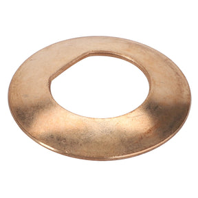 The AGCO Thrust Washer - F339300020580 is a brass conical washer with a partially flattened side, expertly designed to effectively distribute the load of a threaded fastener.