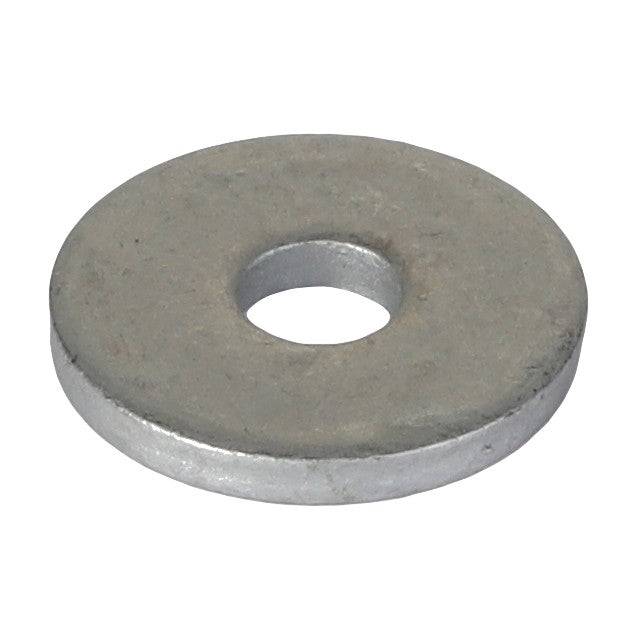 The AGCO | FLAT WASHER - CH9X-6165 is a flat, circular metal washer with a hole in the center, typically used in conjunction with a bolt and nut for added stability.