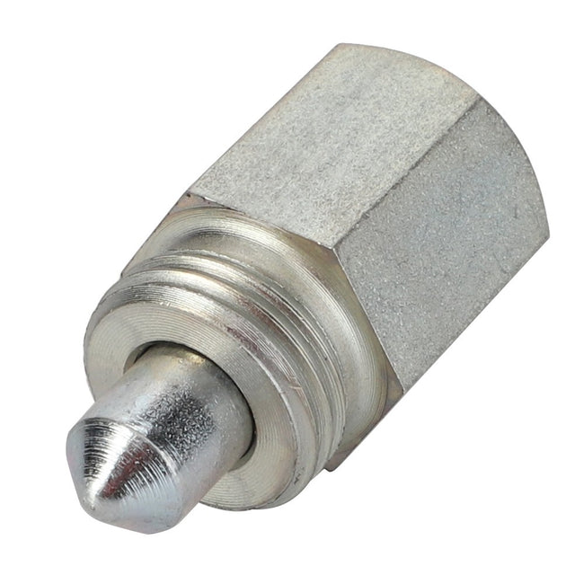 Close-up image of the AGCO Indicator Device - F312500072400, featuring a metallic nozzle with a hexagonal base and a conical tip.