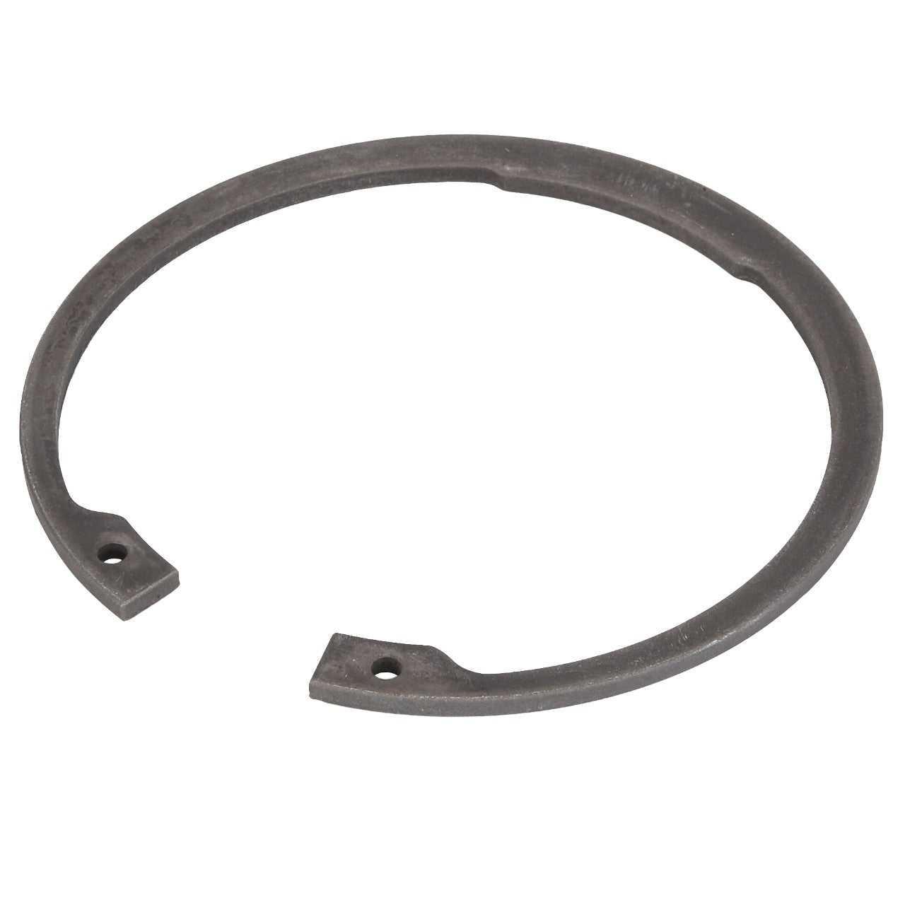 The AGCO Circlip - Acp0442690 is a black, circular retaining ring with two holes at the ends; no current product description is available.