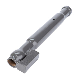 A gray metal cylindrical pipe with a threaded end and a rectangular block attached near the base. Product: AGCO | Tube - 4280126M92 by AGCO.