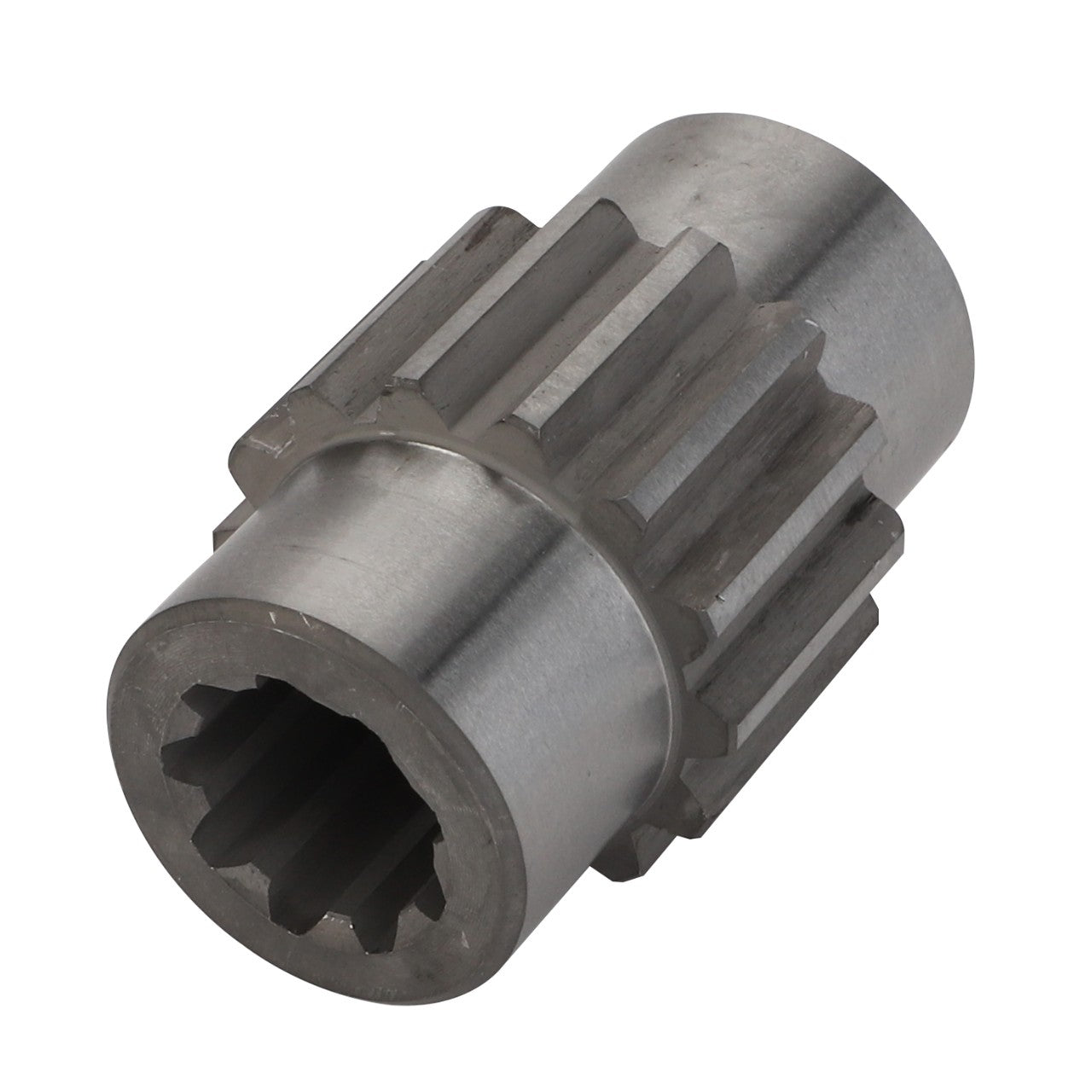 AGCO | SLEEVE - 0.009.7021.0 by AGCO is a metallic gear featuring external vertical teeth and a hollow center. Its cylindrical design has a smooth surface and boasts an industrial appearance, making it perfect for streamlined ordering processes.