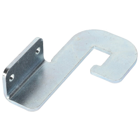 The AGCO Latch, Right Hand - Acx2760140 is a metal bracket featuring two pre-drilled holes on one end and a curved, hook-like shape on the other. No additional product description information is available.