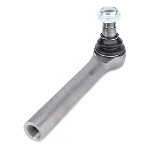 The AGCO | Tie Rod - 7502445025, manufactured by AGCO, is a high-grade steel automotive tie rod end featuring a hexagonal nut and rubber boot. It is designed for steering linkage and incorporates durable ball joints.