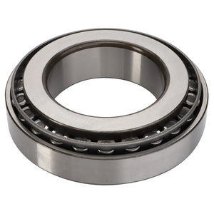 A close-up image of the AGCO | Taper Bearing - 3383714M1, showcasing its circular tapered roller bearing design with visible metal rollers and an inner and outer race, similar to those used in Massey Ferguson tractors.