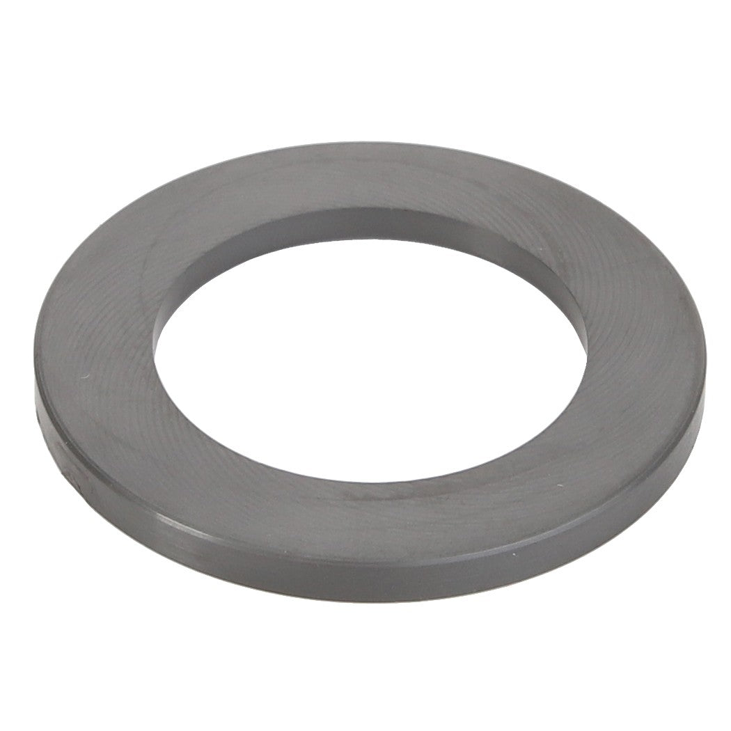 The AGCO | BUSH - D43319300 is a metal washer featuring a circular shape and a central hole. Its smooth and reflective surface gleams in the light, epitomizing the quality of the AGCO brand.